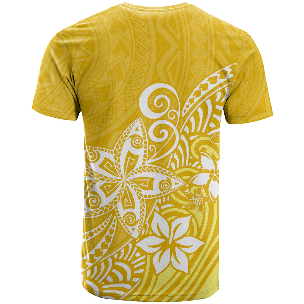 Polynesia T Shirt Plumeria Yellow Curves LT7 - Polynesian Pride