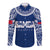 Personalised Samoa Rugby Long Sleeve Button Shirt WC 2023 Champions LT7 Unisex Blue - Polynesian Pride
