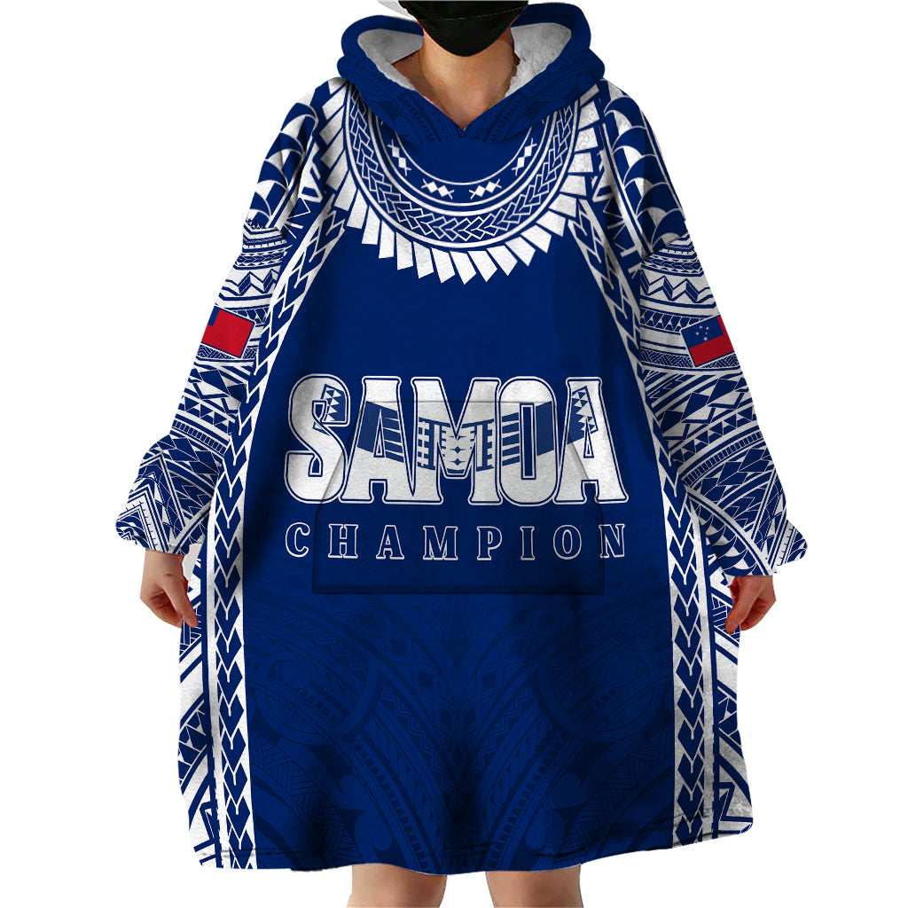 Personalised Samoa Rugby Wearable Blanket Hoodie WC 2023 Champions LT7 - Polynesian Pride