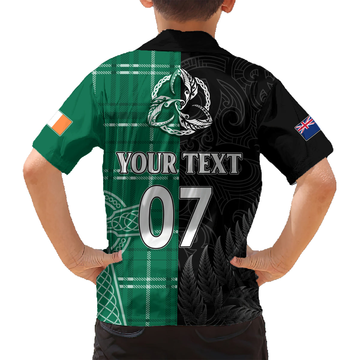 Personalised New Zealand Mix Ireland Rugby Hawaiian Shirt Celtic Knot Mix Silver Ferns LT7 - Polynesian Pride