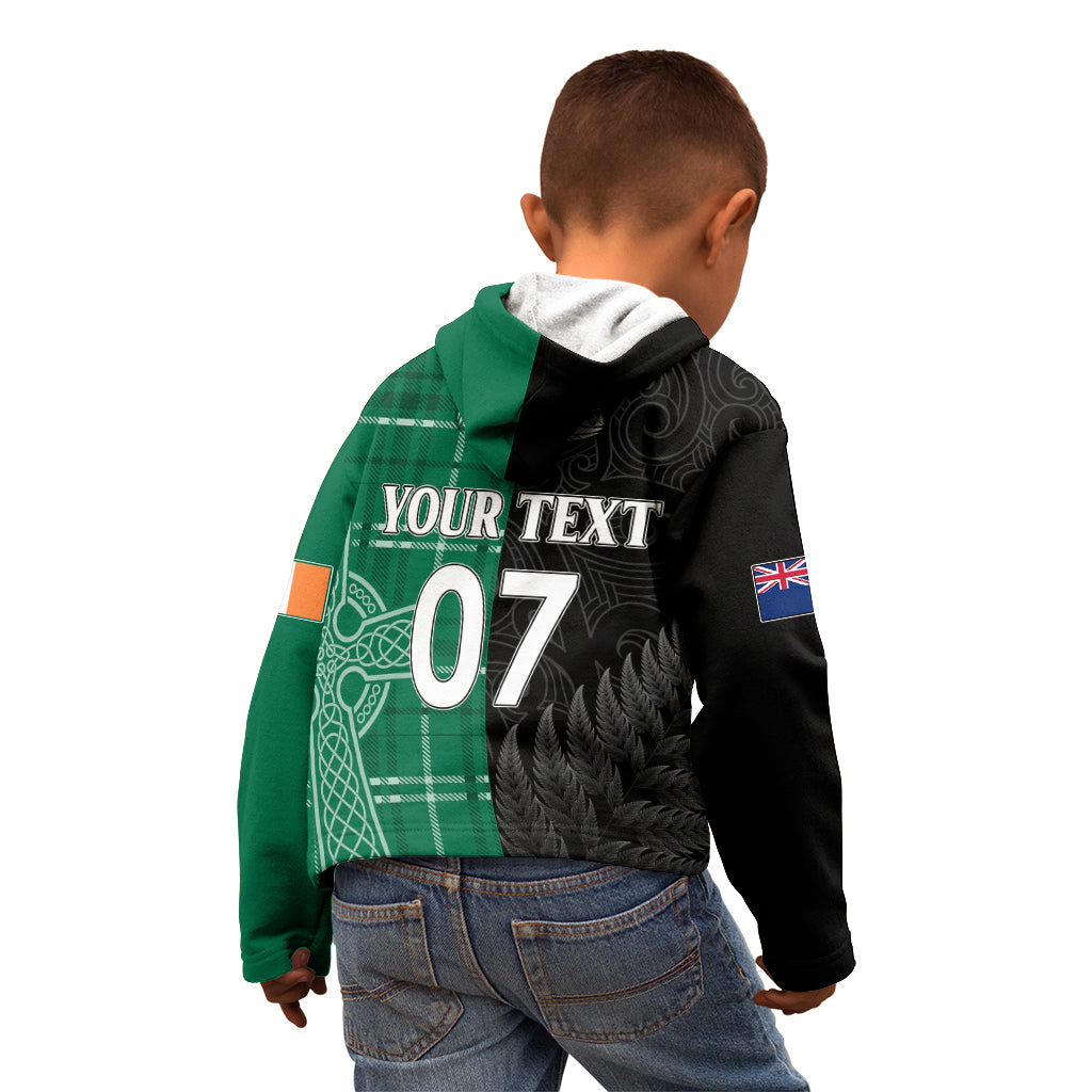 Personalised New Zealand Mix Ireland Rugby Kid Hoodie Celtic Knot Mix Silver Ferns LT7 - Polynesian Pride