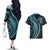 Polynesian Pride Couples Matching Off The Shoulder Long Sleeve Dress and Hawaiian Shirt Turtle Hibiscus Luxury Style - Aquamarine LT7 - Polynesian Pride