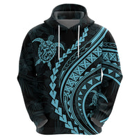 Polynesian Pride Hoodie Turtle Hibiscus Luxury Style - Aquamarine LT7 - Polynesian Pride