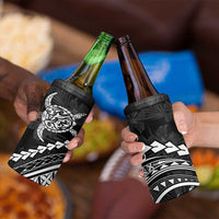 Polynesian Pride 4 in 1 Can Cooler Tumbler Turtle Hibiscus Luxury Style - Black