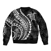 Polynesian Pride Sleeve Zip Bomber Jacket Turtle Hibiscus Luxury Style - Black LT7 - Polynesian Pride