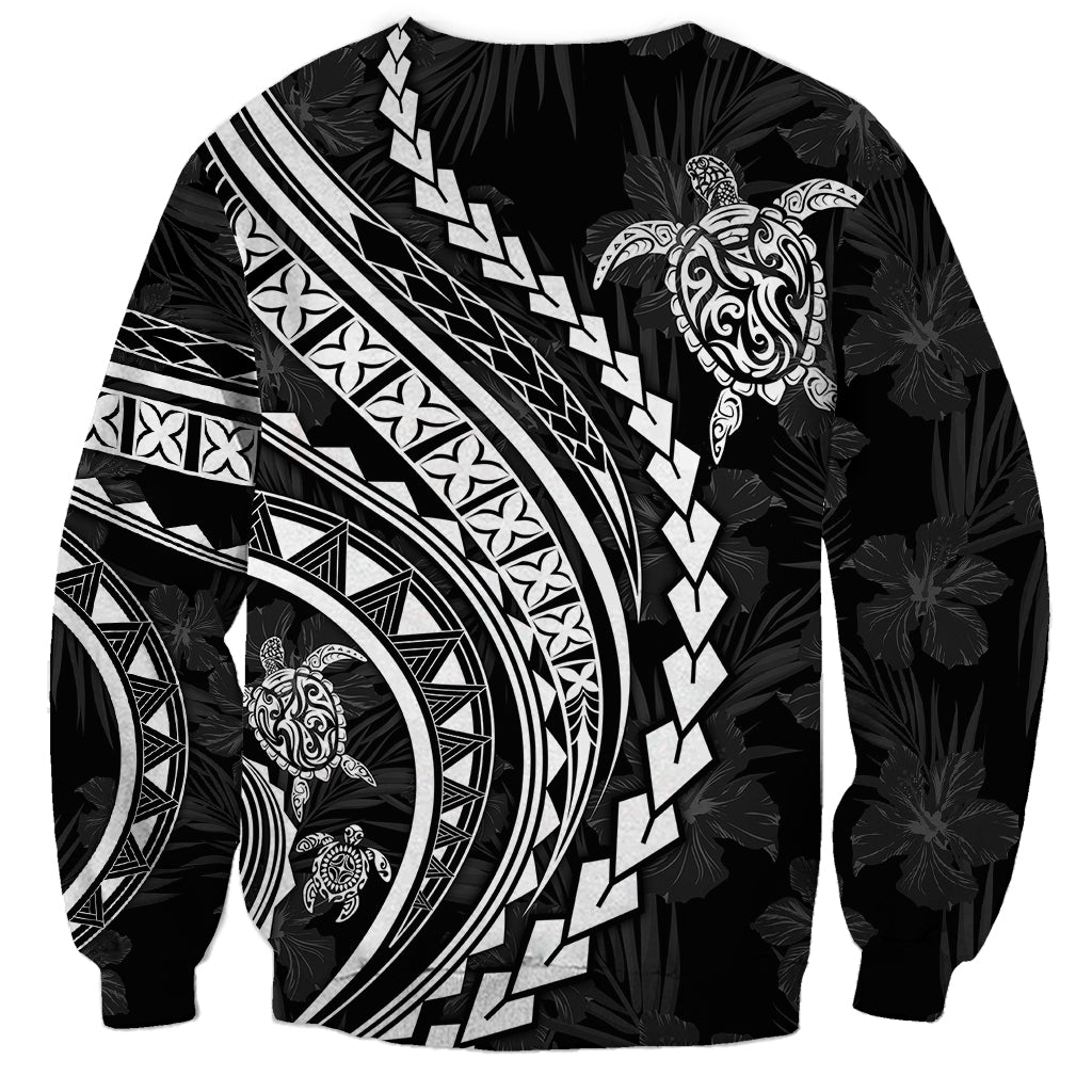 Polynesian Pride Sweatshirt Turtle Hibiscus Luxury Style - Black LT7 - Polynesian Pride
