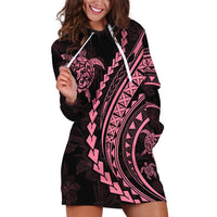 Polynesian Pride Hoodie Dress Turtle Hibiscus Luxury Style - Carnation Pink LT7 Carnation Pink - Polynesian Pride