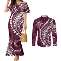 Polynesian Pride Couples Matching Mermaid Dress and Long Sleeve Button Shirts Turtle Hibiscus Luxury Style - Champagne LT7 Champagne - Polynesian Pride