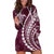 Polynesian Pride Hoodie Dress Turtle Hibiscus Luxury Style - Champagne LT7 Champagne - Polynesian Pride