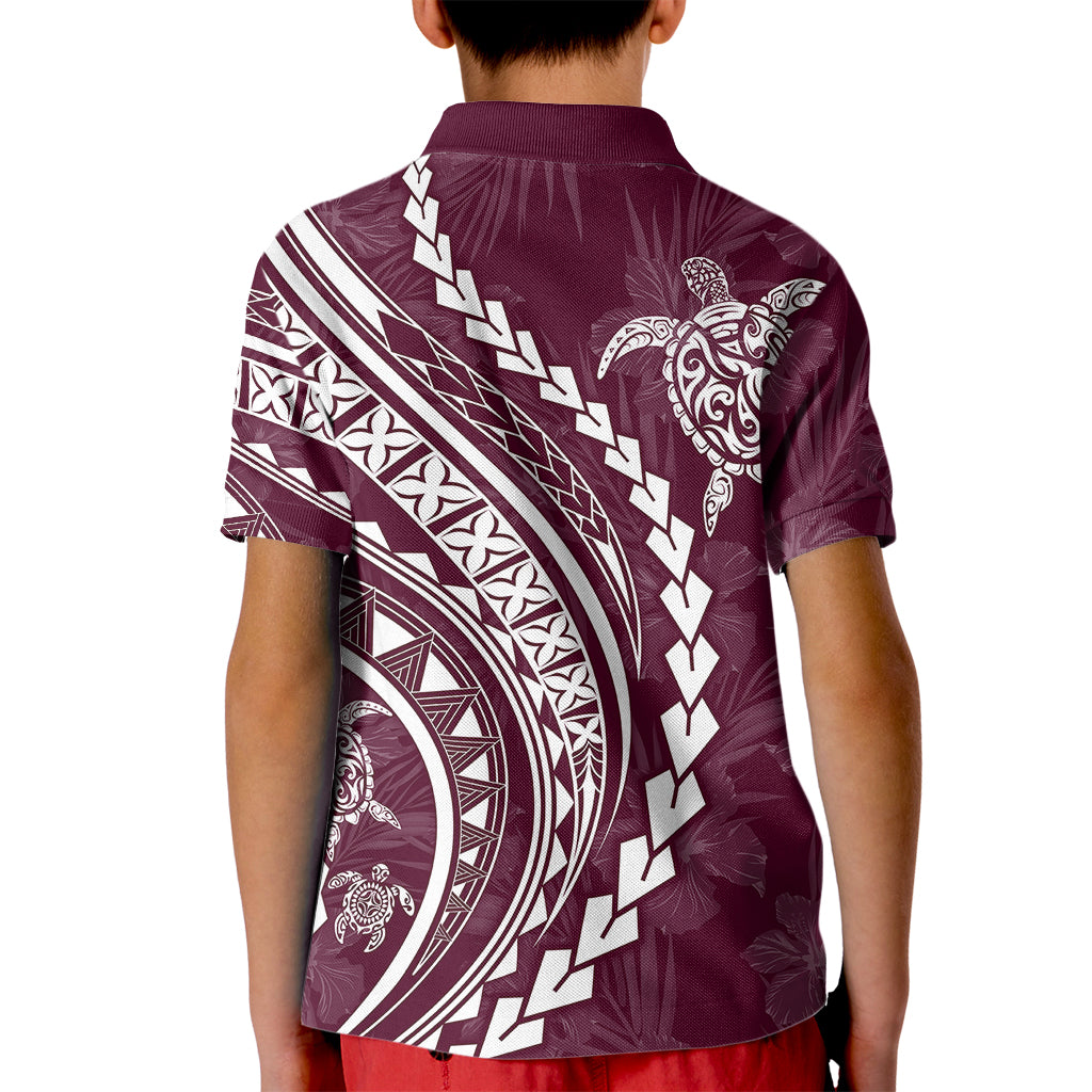 Polynesian Pride Kid Polo Shirt Turtle Hibiscus Luxury Style - Champagne LT7 - Polynesian Pride