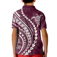 Polynesian Pride Kid Polo Shirt Turtle Hibiscus Luxury Style - Champagne LT7 - Polynesian Pride