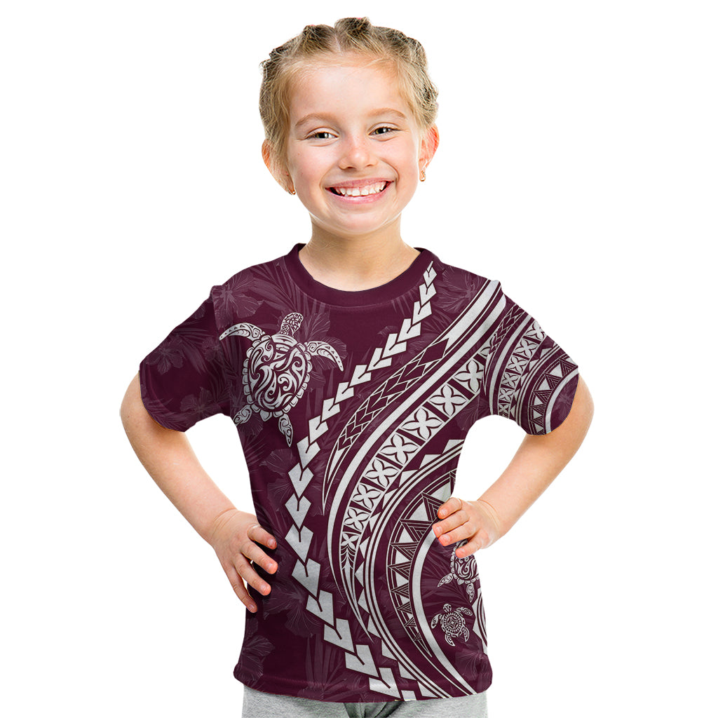Polynesian Pride Kid T Shirt Turtle Hibiscus Luxury Style - Champagne LT7 Champagne - Polynesian Pride