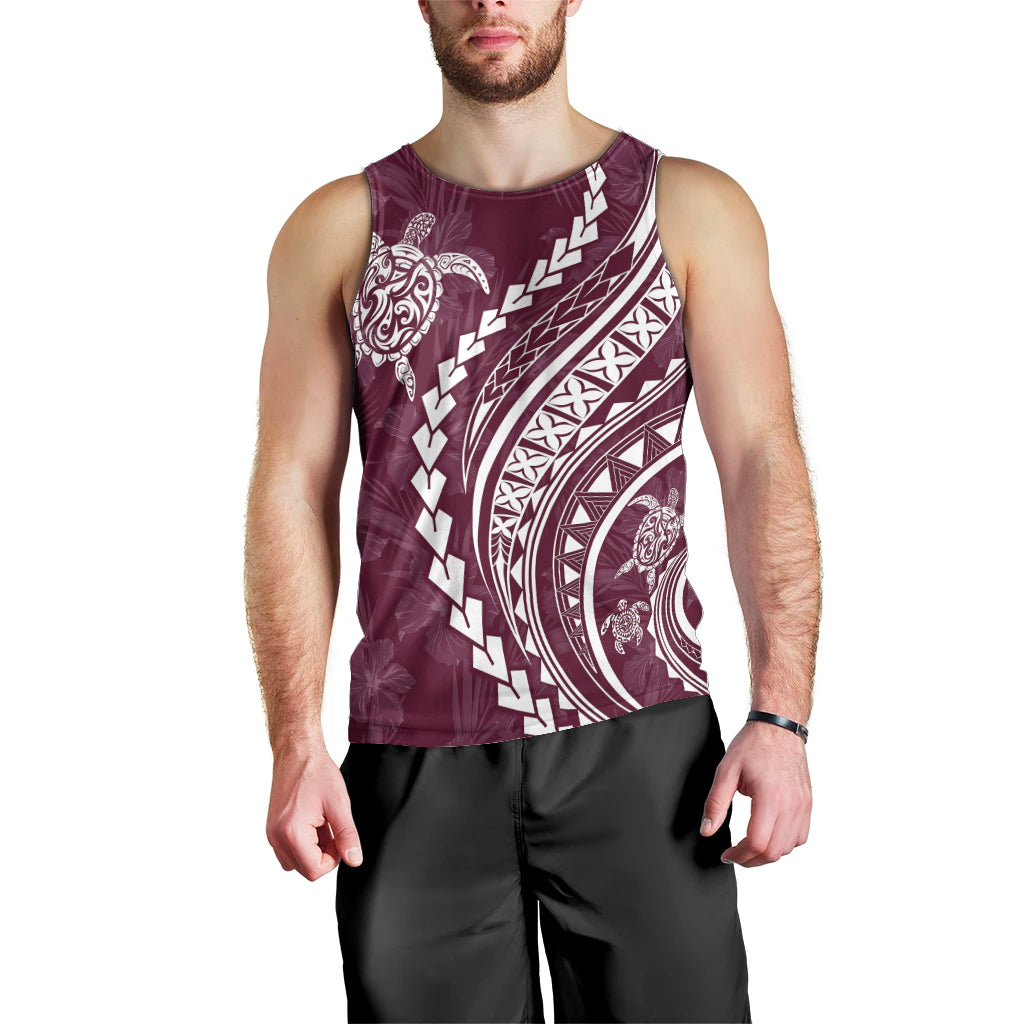 Polynesian Pride Men Tank Top Turtle Hibiscus Luxury Style - Champagne LT7 - Polynesian Pride