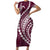 Polynesian Pride Short Sleeve Bodycon Dress Turtle Hibiscus Luxury Style - Champagne LT7 Long Dress Champagne - Polynesian Pride