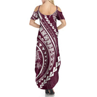 Polynesian Pride Summer Maxi Dress Turtle Hibiscus Luxury Style - Champagne LT7 - Polynesian Pride