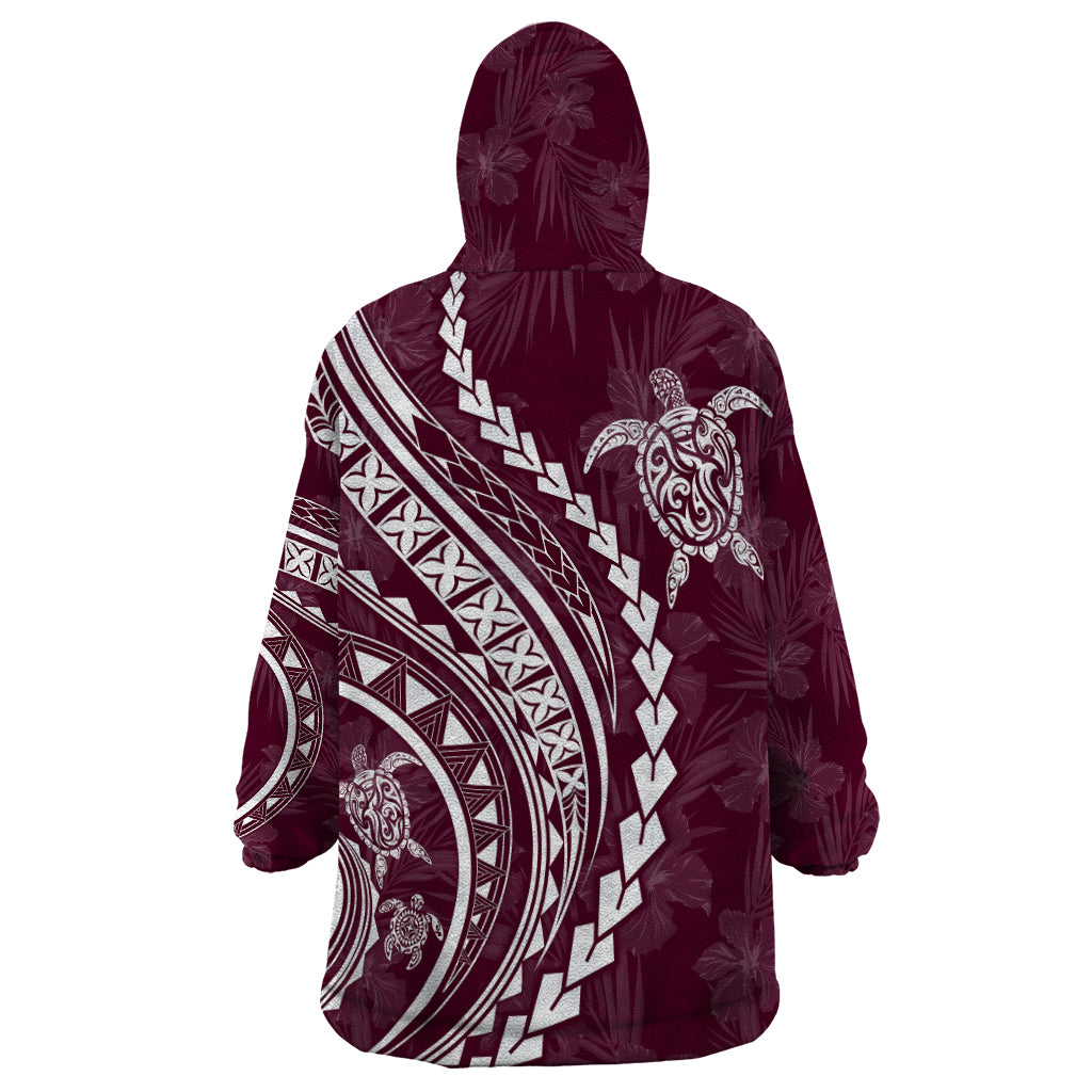 Polynesian Pride Wearable Blanket Hoodie Turtle Hibiscus Luxury Style - Champagne LT7 - Polynesian Pride
