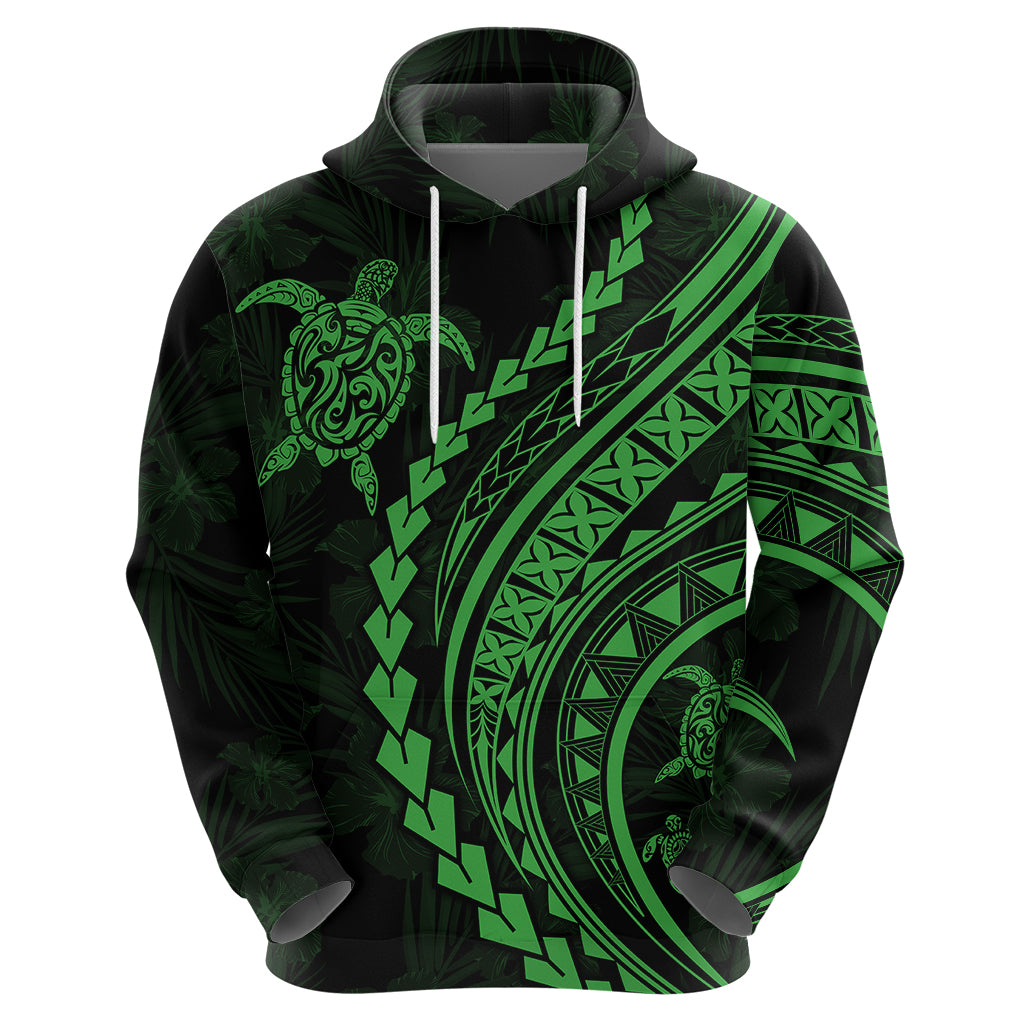 Polynesian Pride Hoodie Turtle Hibiscus Luxury Style - Green LT7 - Polynesian Pride