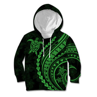 Polynesian Pride Kid Hoodie Turtle Hibiscus Luxury Style - Green LT7 Hoodie Green - Polynesian Pride
