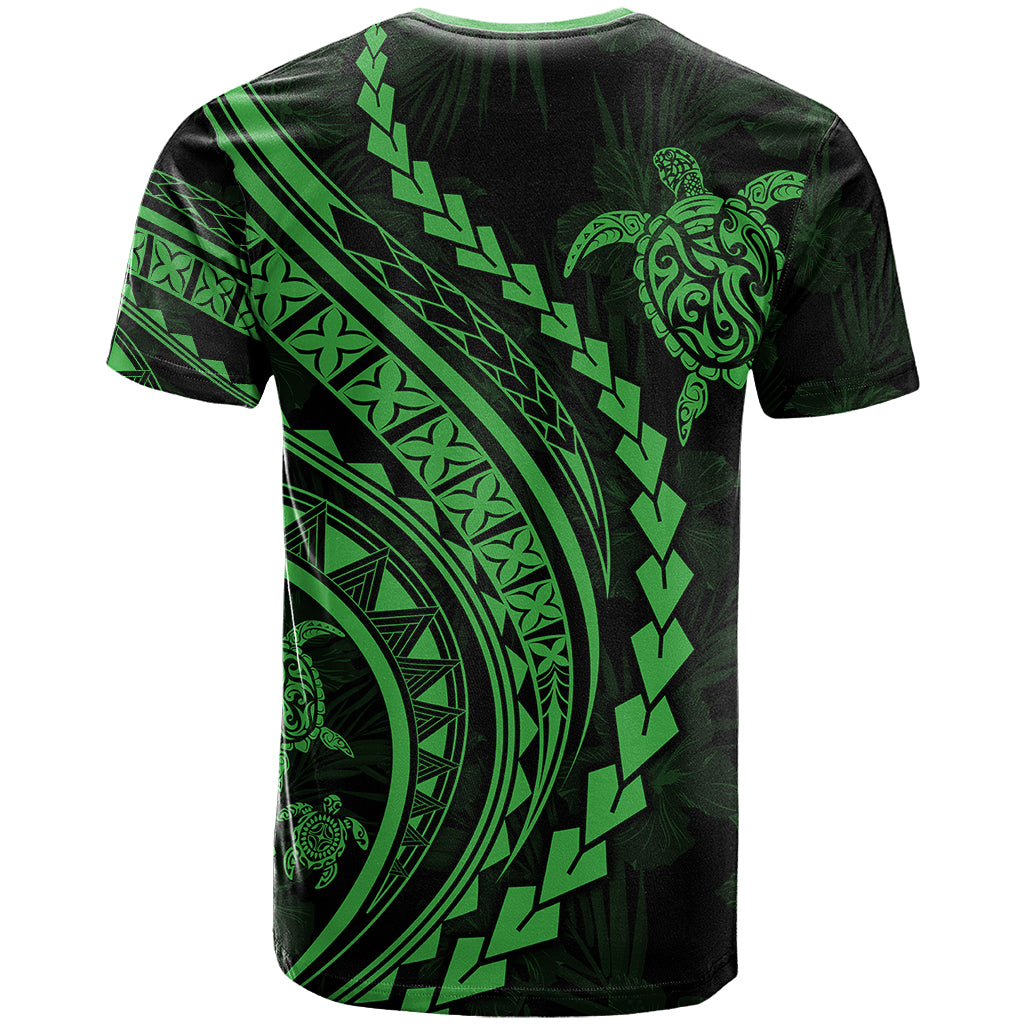 Polynesian Pride T Shirt Turtle Hibiscus Luxury Style - Green LT7 - Polynesian Pride