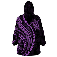 Polynesian Pride Wearable Blanket Hoodie Turtle Hibiscus Luxury Style - Lilac LT7 - Polynesian Pride