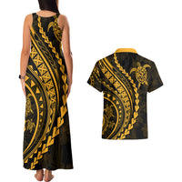 Polynesian Pride Couples Matching Tank Maxi Dress and Hawaiian Shirt Turtle Hibiscus Luxury Style - Merigold LT7 - Polynesian Pride