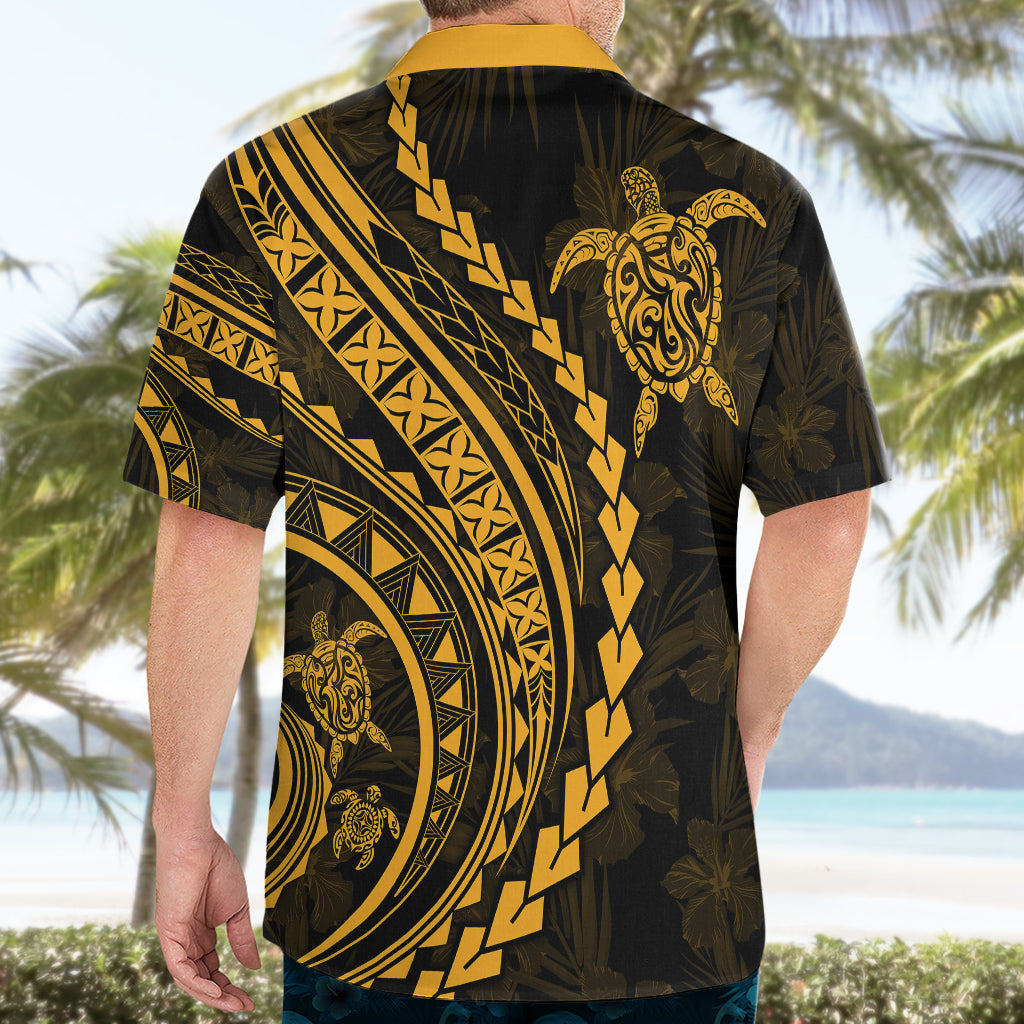 Polynesian Pride Hawaiian Shirt Turtle Hibiscus Luxury Style - Merigold LT7 - Polynesian Pride