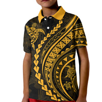 Polynesian Pride Kid Polo Shirt Turtle Hibiscus Luxury Style - Merigold LT7 Kid Merigold - Polynesian Pride