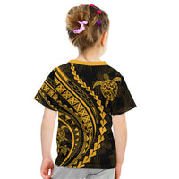 Polynesian Pride Kid T Shirt Turtle Hibiscus Luxury Style - Merigold LT7 - Polynesian Pride