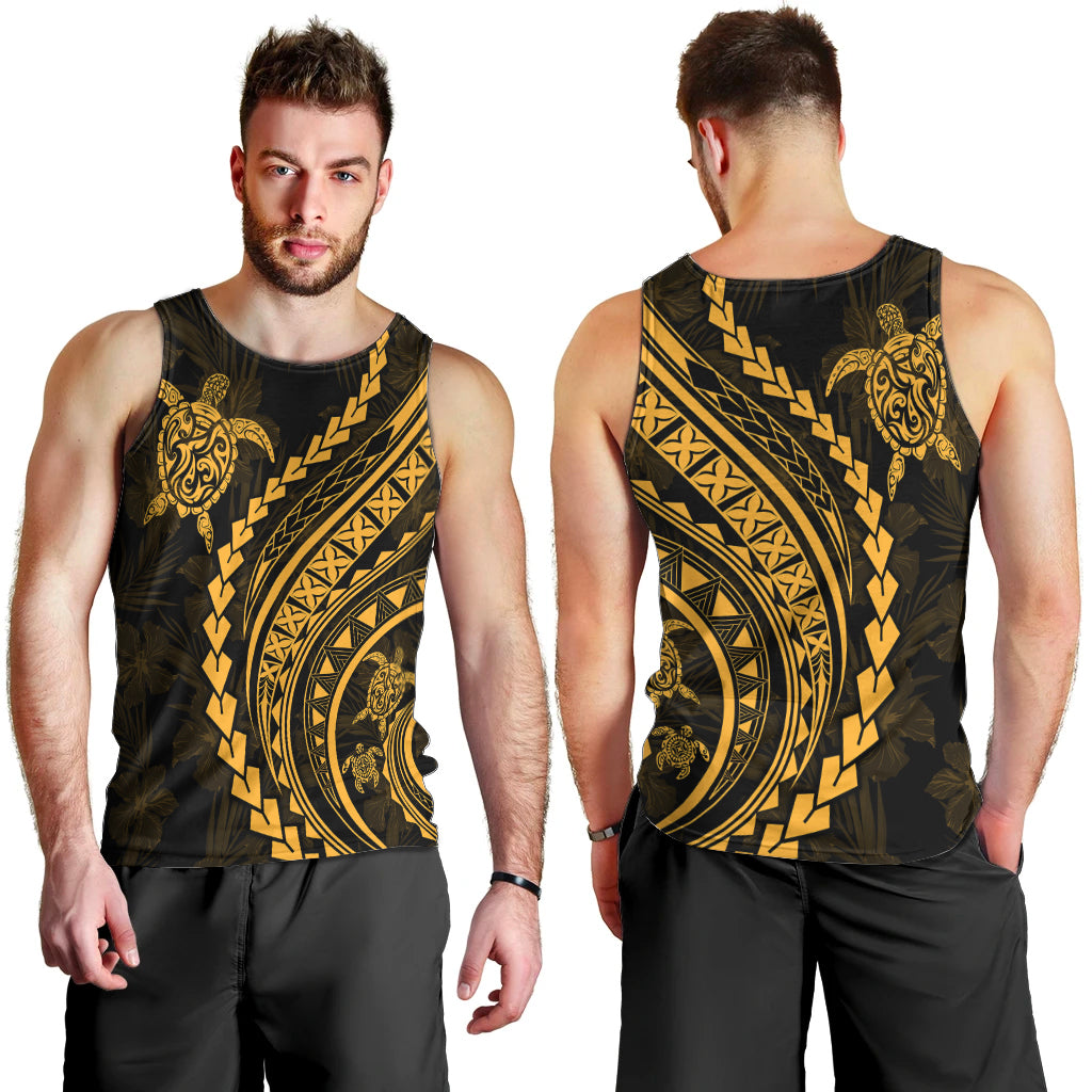 Polynesian Pride Men Tank Top Turtle Hibiscus Luxury Style - Merigold LT7 - Polynesian Pride
