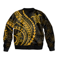 Polynesian Pride Sleeve Zip Bomber Jacket Turtle Hibiscus Luxury Style - Merigold LT7 - Polynesian Pride