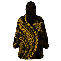 Polynesian Pride Wearable Blanket Hoodie Turtle Hibiscus Luxury Style - Merigold LT7 - Polynesian Pride
