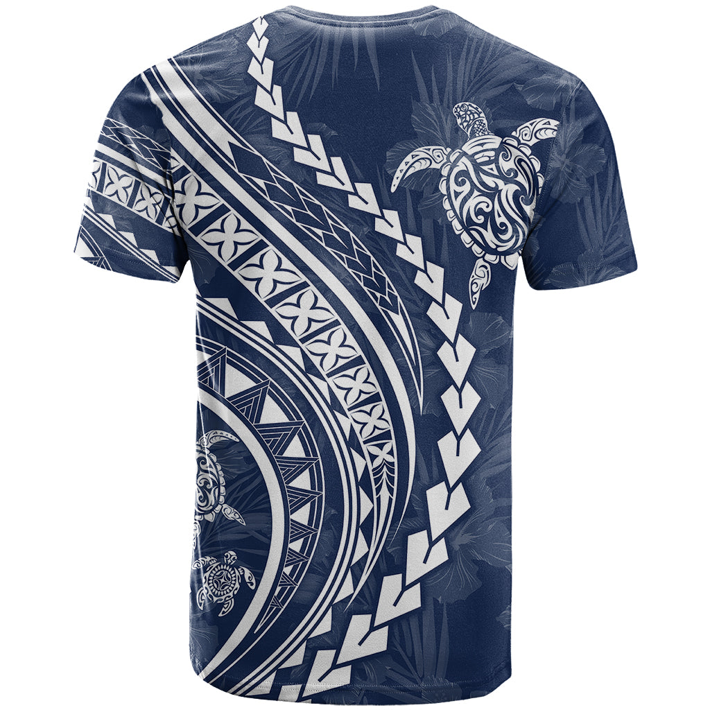 Polynesian Pride T Shirt Turtle Hibiscus Luxury Style - Navy LT7 - Polynesian Pride