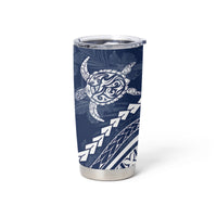 Polynesian Pride Tumbler Cup Turtle Hibiscus Luxury Style - Navy