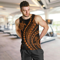 Polynesian Pride Men Tank Top Turtle Hibiscus Luxury Style - Orange LT7 - Polynesian Pride