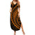 Polynesian Pride Summer Maxi Dress Turtle Hibiscus Luxury Style - Orange LT7 Women Orange - Polynesian Pride