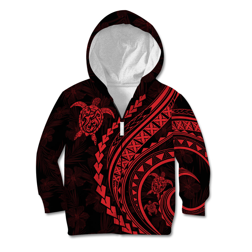 Polynesian Pride Kid Hoodie Turtle Hibiscus Luxury Style - Rose LT7 Zip Hoodie Rose - Polynesian Pride