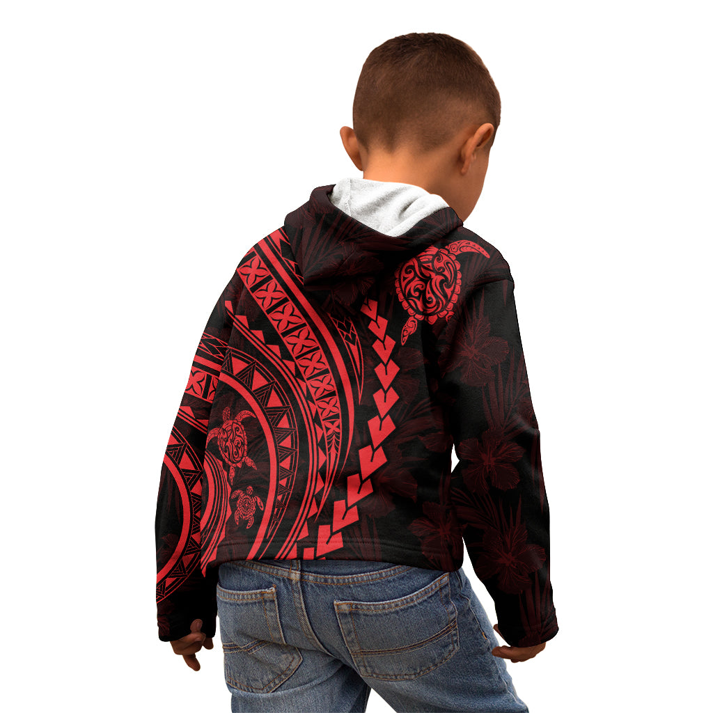 Polynesian Pride Kid Hoodie Turtle Hibiscus Luxury Style - Rose LT7 - Polynesian Pride