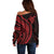 Polynesian Pride Off Shoulder Sweater Turtle Hibiscus Luxury Style - Rose LT7 - Polynesian Pride