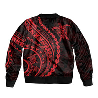 Polynesian Pride Sleeve Zip Bomber Jacket Turtle Hibiscus Luxury Style - Rose LT7 - Polynesian Pride
