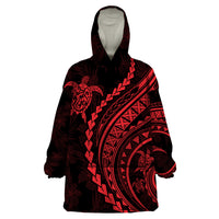 Polynesian Pride Wearable Blanket Hoodie Turtle Hibiscus Luxury Style - Rose LT7 One Size Rose - Polynesian Pride