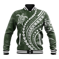 Polynesian Pride Baseball Jacket Turtle Hibiscus Luxury Style - Sage LT7 Unisex Sage - Polynesian Pride