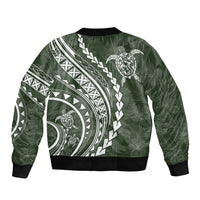 Polynesian Pride Bomber Jacket Turtle Hibiscus Luxury Style - Sage LT7 - Polynesian Pride