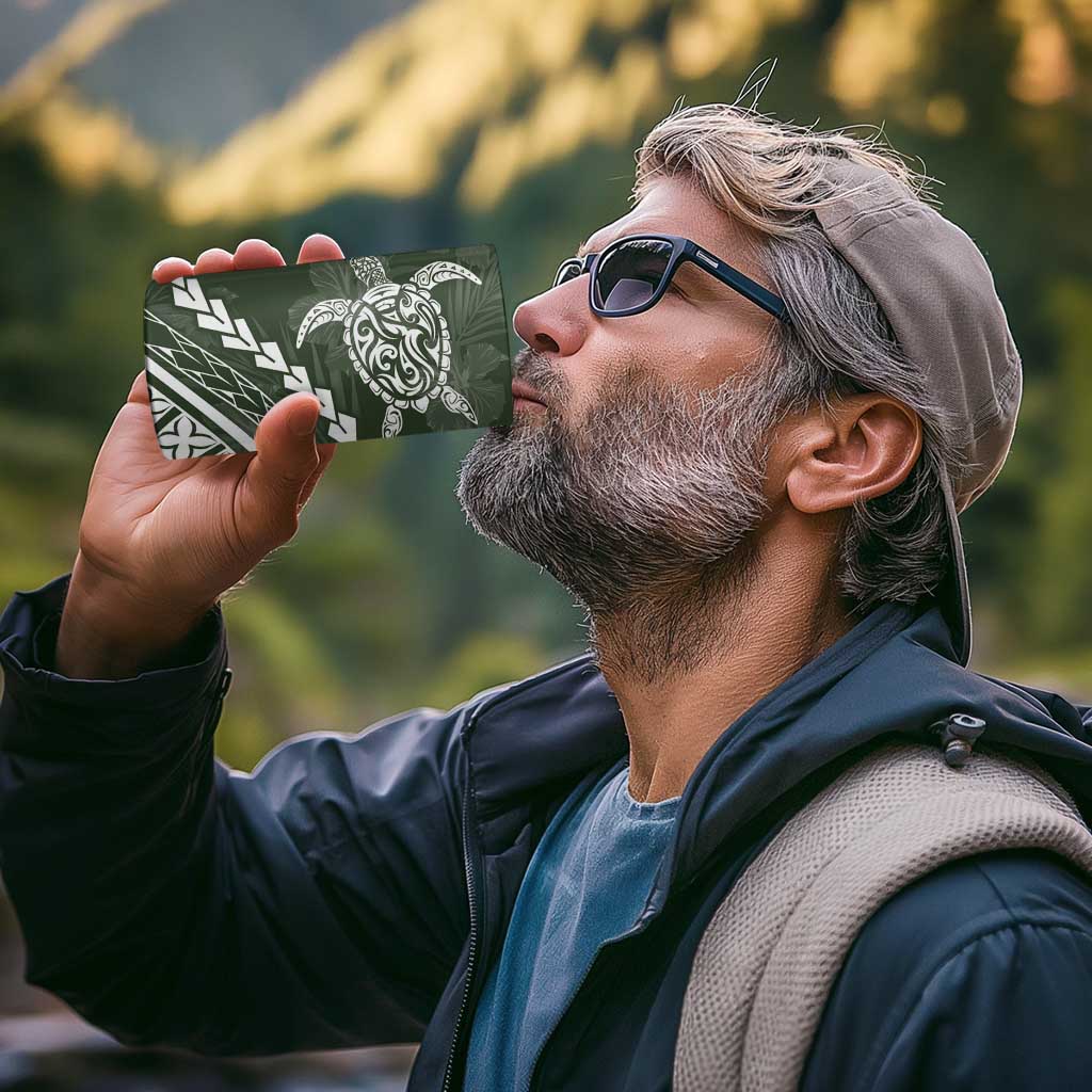 Polynesian Pride 4 in 1 Can Cooler Tumbler Turtle Hibiscus Luxury Style - Sage