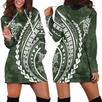 Polynesian Pride Hoodie Dress Turtle Hibiscus Luxury Style - Sage LT7 - Polynesian Pride