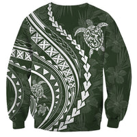 Polynesian Pride Sweatshirt Turtle Hibiscus Luxury Style - Sage LT7 - Polynesian Pride