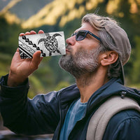 Polynesian Pride 4 in 1 Can Cooler Tumbler Turtle Hibiscus Luxury Style - White