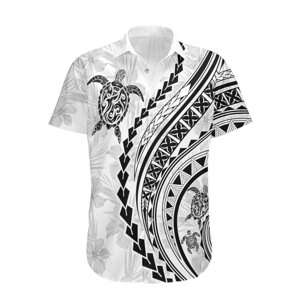 Polynesian Pride Hawaiian Shirt Turtle Hibiscus Luxury Style - White LT7 White - Polynesian Pride