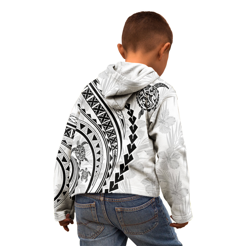Polynesian Pride Kid Hoodie Turtle Hibiscus Luxury Style - White LT7 - Polynesian Pride