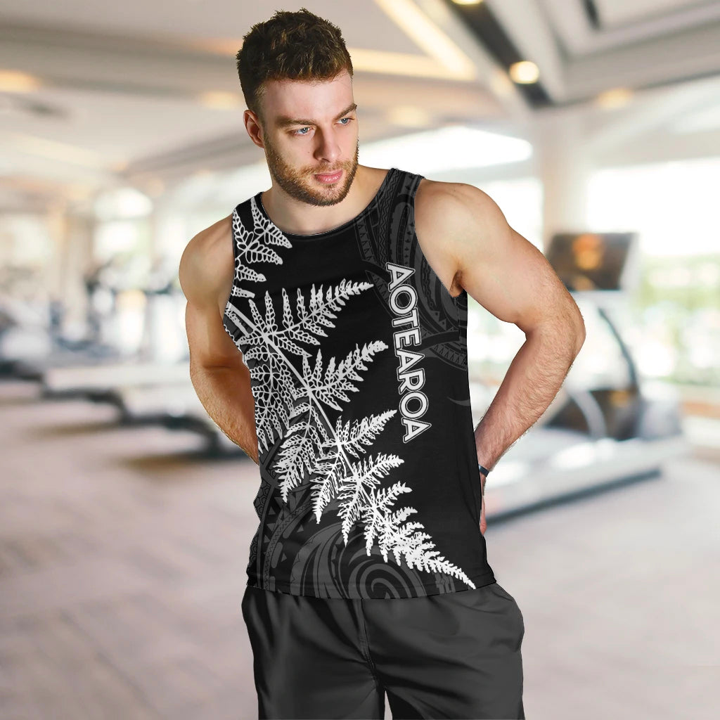 Personalised New Zealand Rugby Men Tank Top World Cup 2023 Silver Fern Champions LT7 - Polynesian Pride