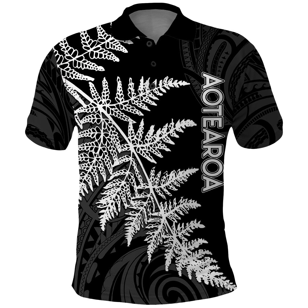 Personalised New Zealand Rugby Polo Shirt World Cup 2023 Silver Fern Champions LT7 Black - Polynesian Pride